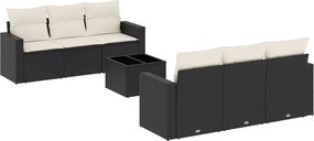 vidaXL 7 részes fekete polyrattan kerti ülőgarnitúra párnával