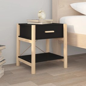 2 db fekete szerelt fa ágy melletti asztal 42 x 38 x 45 cm