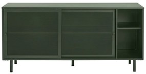 Sötétzöld fém alacsony komód tolóajtóval 160x75 cm Veep – Unique Furniture