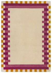 Sárga-rózsaszín kézi szövésű gyapjú szőnyeg 200x290 cm Kai Wool Border – Flair Rugs