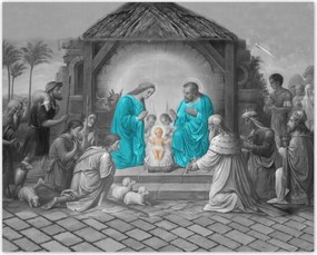 Poszterek 50x40 Szent család türkiz