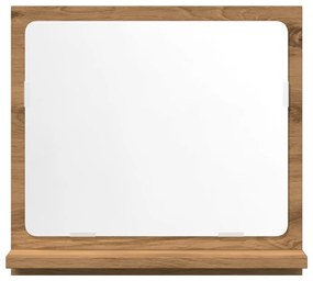 kézműves tölgy szerelt fa tükrös fürdőszobaszekrény 40x11x37 cm