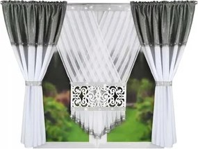 Függöny szett áttört panellel 145x160 Cirkónia Fehér Szürke Ezüst L478