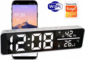 Rtx Nagy Led óra Tuya WiFi hőmérséklet és páratartalom érzékelő