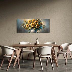Kép – Napraforgós váza (120x50 cm)
