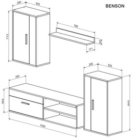 Benson 4 részes nappali szett kézműves tölgy, kasmír