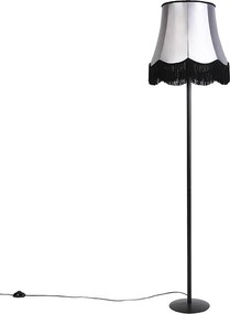 Retro állólámpa fekete, nagyi lámpabúra fekete-szürke 45 cm - Simplo