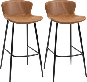 HOMCOM 2 db-os bárszék szett műbőr ülőrésszel, 76 cm magassággal, acél lábtámasszal és vintage dizájnnal - barna | Aosom