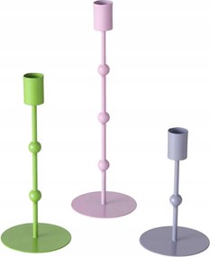 Fém Gyertyatartó pasztell 1 gyertyához Szett x3