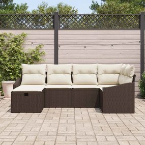 Kerti Kanapé Szett 6 pcs Barna 55 x 62 x 69 cm Poli rattan