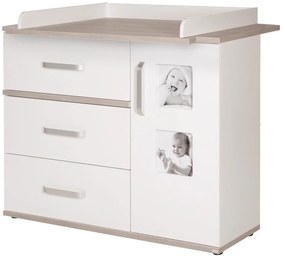 Fehér alacsony gyerek komód pelenkázó feltéttel szilfa dekorral 117x102 cm Moritz – Roba