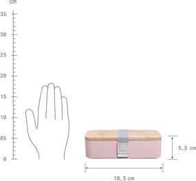 SNACK PACK uzsonnás doboz bambusz fedéllel, rózsaszín 18,5 x 10,5cm