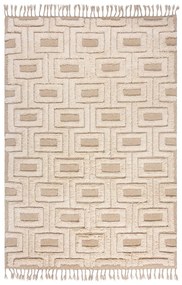 Bézs-krémszínű kézi szövésű gyapjú szőnyeg 200x290 cm Greek Key – Flair Rugs