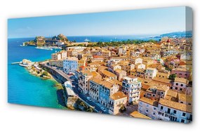 Canvas képek Görögország-tenger partján város 100x50 cm
