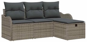 Kerti Kanapé Szett 4 pcs Szürke 176 x 117 x 85 cm Poli rattan