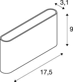 SLV 1007144 OVAL Modern Kültéri Fali Lámpa Fekete, Átlátszó LED IP65