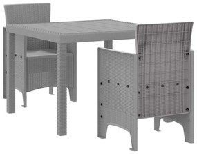 vidaXL Kert étkező szett 3 pcs Világosszürke Polipropilén