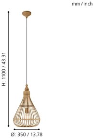 Eglo 49772 - Mennyezeti függesztékes lámpa AMSFIELD 1xE27/60W