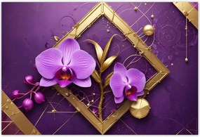 Poszterek 185x125 Lila orchideák és arany