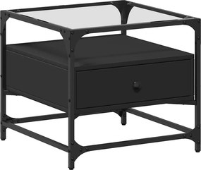 vidaXL 2 db fekete acél dohányzóasztal üveglappal 50 x 50 x 45 cm