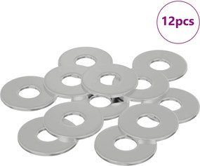 vidaXL Alátétek 12 pcs Ezüst 12 x 12 x 1,2 cm Vas