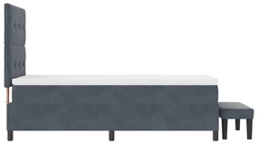 Boxspring Ágy Matraccal és Paddal Sötétszürke 80x200 cm Bársony