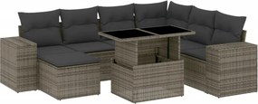 vidaXL 8 részes szürke polyrattan kerti ülőgarnitúra párnákkal