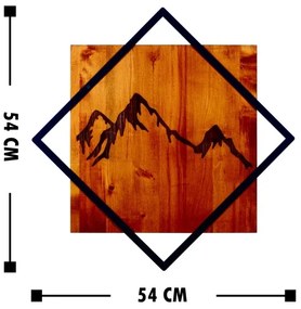 Fali dekoráció 54x54 cm hegy motívum fa/fém