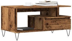 antik fa színű szerelt fa dohányzóasztal 90 x 49 x 45 cm