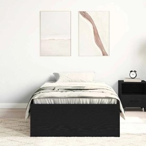fekete tölgy színű szerelt fa ágykeret matrac nélkül 75x190 cm