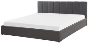 Szürke műbőr ágyneműtartós franciaágy 180 x 200 cm DREUX Beliani