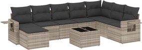 vidaXL 9 részes világosszürke polyrattan kerti ülőgarnitúra párnával