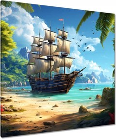 Vászonkép 90x90 Hajó a paradicsomi szigeten