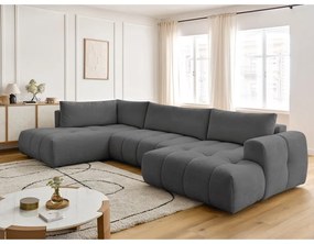 Sötétszürke kinyitható-tárolóhelyes sarokkanapé (bal oldali-U alakú) Fuji – Bobochic Paris