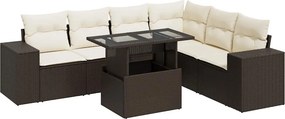 vidaXL 7 részes barna polyrattan kerti ülőgarnitúra párnákkal