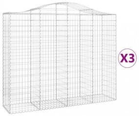 vidaXL 3 db íves horganyzott vas gabion kosár 200x50x160/180 cm