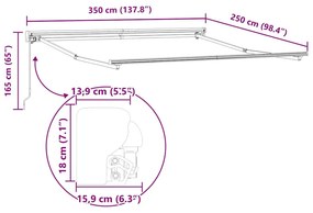 Behúzható napellenző Narancs és fehér 350x250 cm szövet
