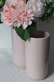 Rózsaszín kerek kerámia váza 20cm