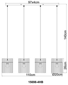 Globo 15698-4HB - Kábeles függeszték GORLEY 4xE27/60W/230V