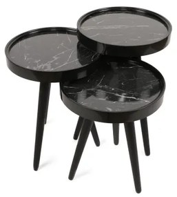 KÉSZLET 3x Kisasztal CALL fekete