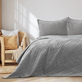 Világosszürke bársony steppelt ágytakaró 220x240 cm Laila – Restilo