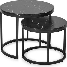 Dohányzóasztal szett fekete márvány hatású felülettel MAURO