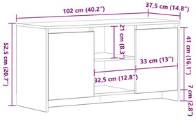 TV Szekrény Fekete Tölgy 102x37,5x52,5 cm Mérnöki Fa