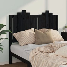 fekete tömör fenyőfa ágyfejtámla 126x4x110 cm