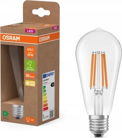Led izzó ST64 E27 2,2W 40W 470lm 2700K Filament 214lm/W A osztály Osram