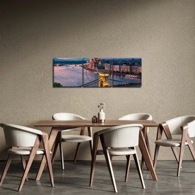 Kép - panoráma a városra, Budapest, Magyarország (órával) (90x30 cm)