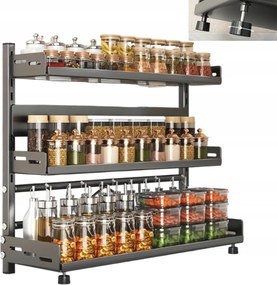 Konyhai Polc Fűszertartó Állvány Fém Rendszerező Polc 3 Szint