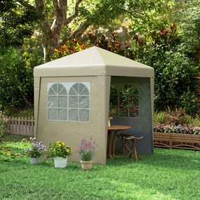 Outsunny Összecsukható Kerti Sátor 2 x 2 m Popup Fogadó Sátraz Állítható Magasság 3 Szint Anti-UV 30+ 3 Oldalfal 4 Homokzsákkal és 1 Szállítótáskával