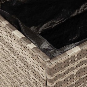 Szürke Polyrattan És Akácfa Kerti Tárolóláda 110 X 50 X 54 Cm
