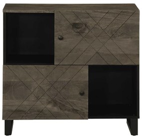 komód fekete 80x33x75 cm tömör fa mangó